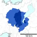 A map of Kyoto metropolitan area as of 2015