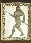 Chamorro hunter from Marianas Islands (Guam/Northern Marianas) with spear