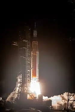 Space Launch System and Artemis I at launch, Nov 2022
