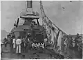 A twin turret aboard the French Cruiser Waldeck-Rousseau off Corfu.