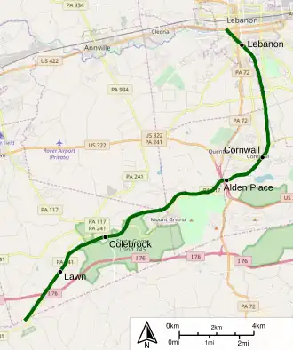 Lebanon Valley Rail Trail map