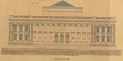 First drawing for the proposed Town Hall (c. 1852)
