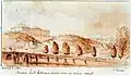 "Meudon. Les 2 châteaux réunis sous un même aspect", drawing by Jean-Baptiste Maréchal, 1785. View from the Ovale