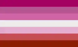 Pink lesbian flag with colors copied from the lipstick lesbian flag[15]