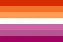 Orange-pink lesbian flag derived from the pink flag in 2018[16]