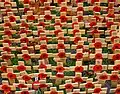 Ranks of remembrance crosses at the Field of Remembrance
