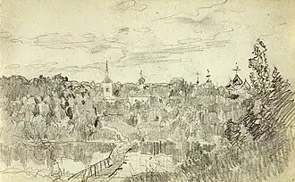 A Quiet Monastery (graphic sketch, State Tretyakov Gallery)