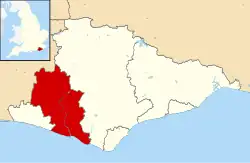 Lewes shown within East Sussex