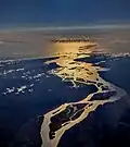 Aerial view of the Columbia River estuary including the refuge
