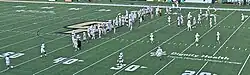 The Lincoln Oaklanders football team practices before a 2023 road game against Cal Poly.