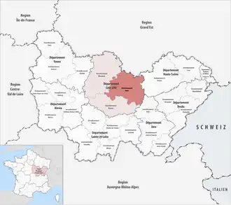 Location within the region Bourgogne-Franche-Comté