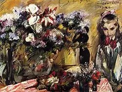 Flowers and Daughter Wilhelmine (1920), oil on canvas, 111 x 150&nbsp;cm., Kunstmuseum Basel