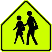 S1-1 School zone ahead (also used for pedestrian crosswalks near schools)