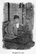 As night falls and Pinkerton fails to arrive, Cho-Cho-San lights a paper lantern.