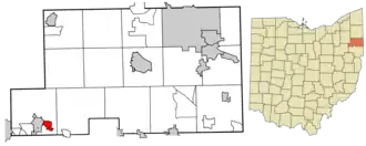 Location of Beloit in Mahoning County, Ohio.