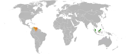 Map indicating locations of Malaysia and Venezuela