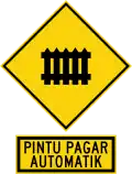 Level crossing with automatic gates ahead