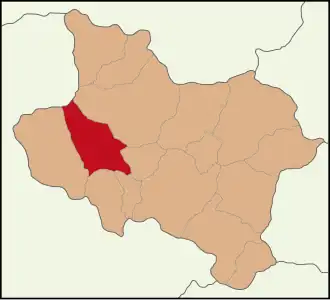 Map showing Saruhanlı District in Manisa Province