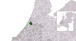 Highlighted position of Teylingen in a municipal map of South Holland
