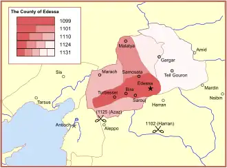 The expansion of the county of Edessa prior to 1131.
