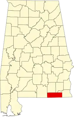 Map of Alabama highlighting Geneva County