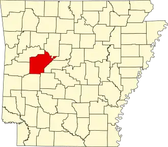 Map of Arkansas highlighting Yell County