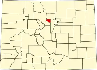 State map highlighting Gilpin County