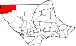 Map of Lycoming County, Pennsylvania highlighting Brown Township