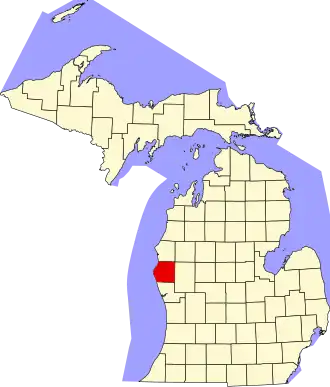 State map highlighting Oceana County