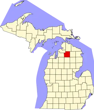 State map highlighting Otsego County