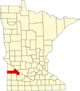 State map highlighting Yellow Medicine County