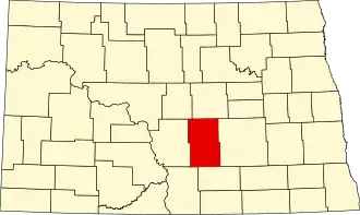 State map highlighting Kidder County