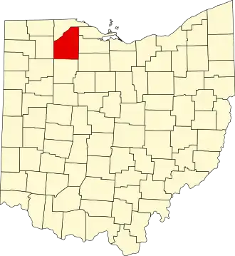 State map highlighting Wood County