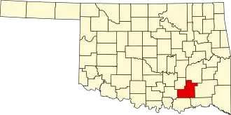 Map of Oklahoma highlighting Atoka County