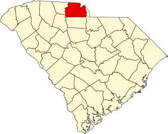 Map of South Carolina highlighting York County