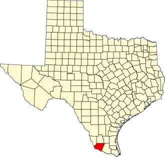State map highlighting Starr County