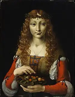 Girl with Cherries, attributed to Marco da Oggiono (c. 1491–95)