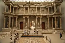 Photo of an 1800-year-old marble gate rebuilt in a museum
