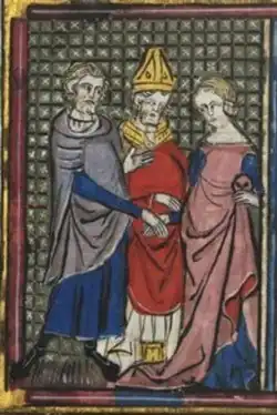 A bearded man, a bishop and a short-haired woman