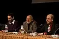 From left to right: Michele Serra, Vittorio Zucconi, and Gramellini at the International Journalism Festival, Perugia, 2010