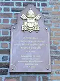 Memorial board of Pope's visit
