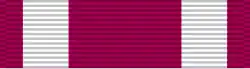 Width-44 crimson ribbon with two width-8 white stripes at distance 4 from the edges.