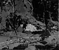 Aerial photograph of Mitholz, c.&nbsp;1930, before construction of the munitions facility