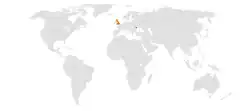 Map indicating locations of Moldova and United Kingdom