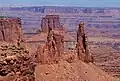 Washer Woman, Monster Tower, and Airport Tower from west. United Nations Tablet on skyline