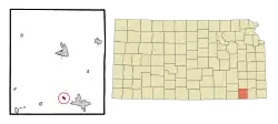 Location within Montgomery County and Kansas