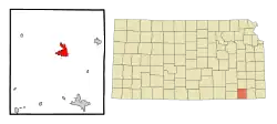 Location within Montgomery County and Kansas