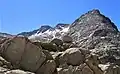 Senger from Selden Pass. Summit to left of center.
