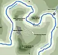Sketch map of the site Machu Picchu showing the location of Putucusi