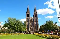 Náměstí Míru (Peace Square) with Vinohrady Theatre and Church of St. Ludmila